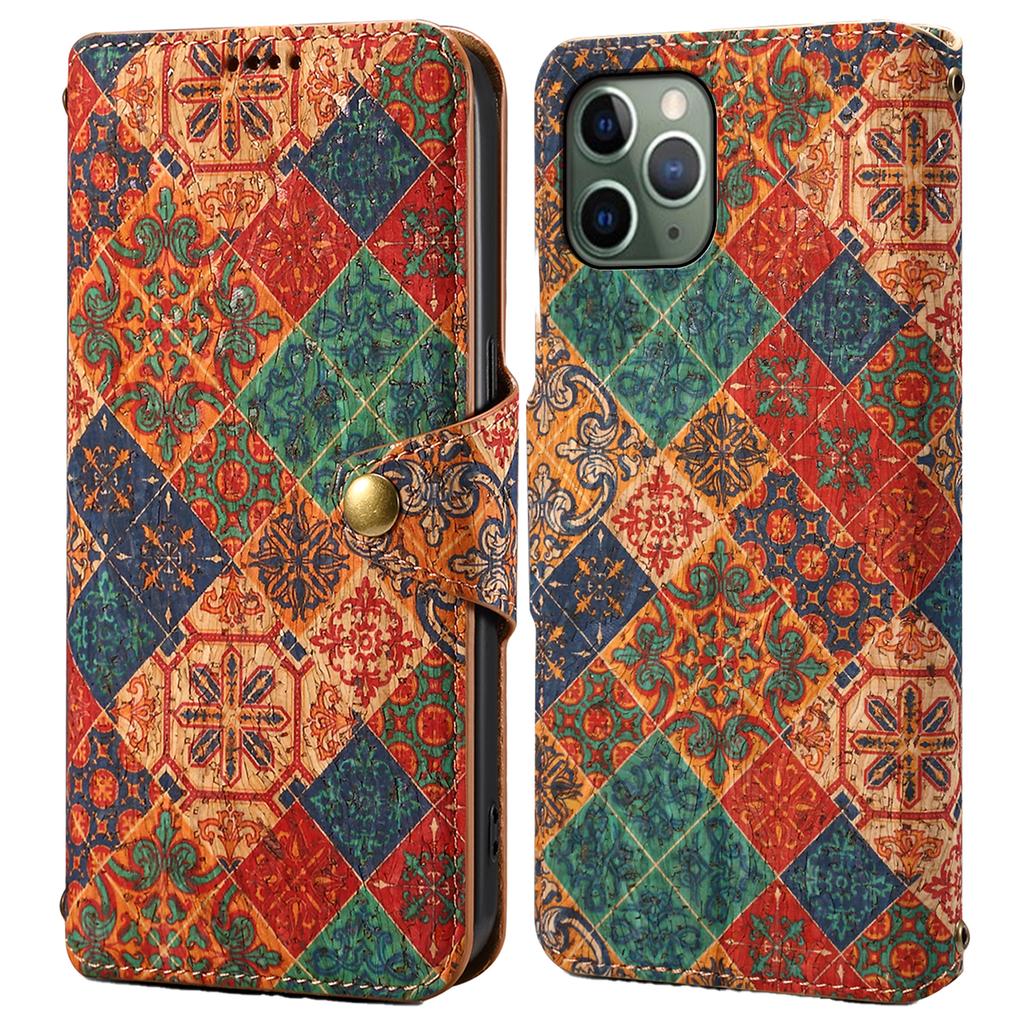 For iPhone 11 Pro Leather Case Floral Printing Stand Wallet Phone Cover