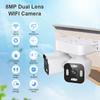 AIOOK Наружная водонепроницаемая камера с двойным PTZ WIFI HD с двойным объективом 8MP 4K с двумя объективами, камера ночного видения, 10-кратный зум, настенная камера без слепой зоны, двусторонний домофон