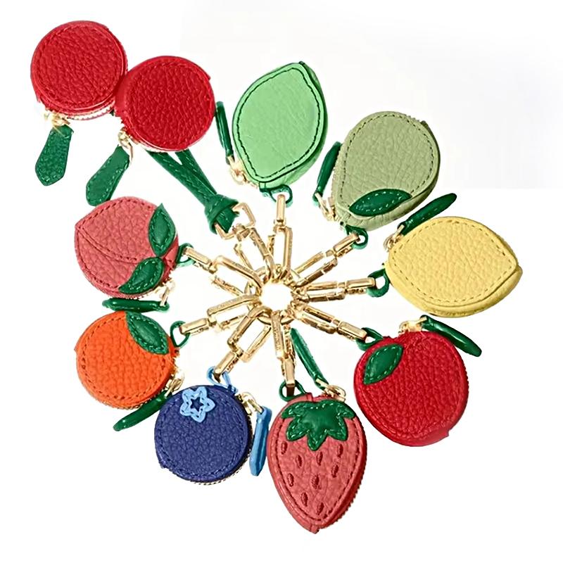1 шт. Сумка для наушников, кулон в форме фрукта, подходит для защитного чехла Airtag, креативная сумка-орнамент из искусственной кожи, разные формы