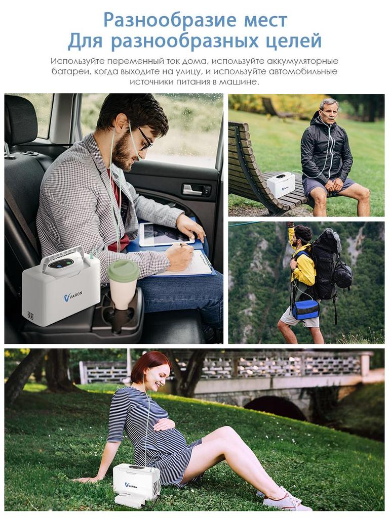 VARON Кислородный концентратор , 1-3 л/мин Портативный кислородный концентратор, Домашний кислородный концентратор, Подходит для семейных путешествий