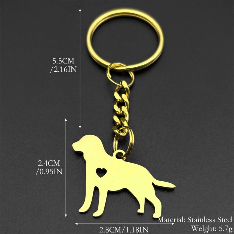 Cute Dog Puppy Heart Labrador Keychain Women Men Stainless Steel Gold Silver Color Animal Pet Lover Family Keyholder Jewelry
