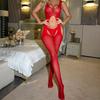 Transparent Open Suspender Sexy Underwear Sexy Women's Uniform Hollow Stockings Tights One-piece Mesh
