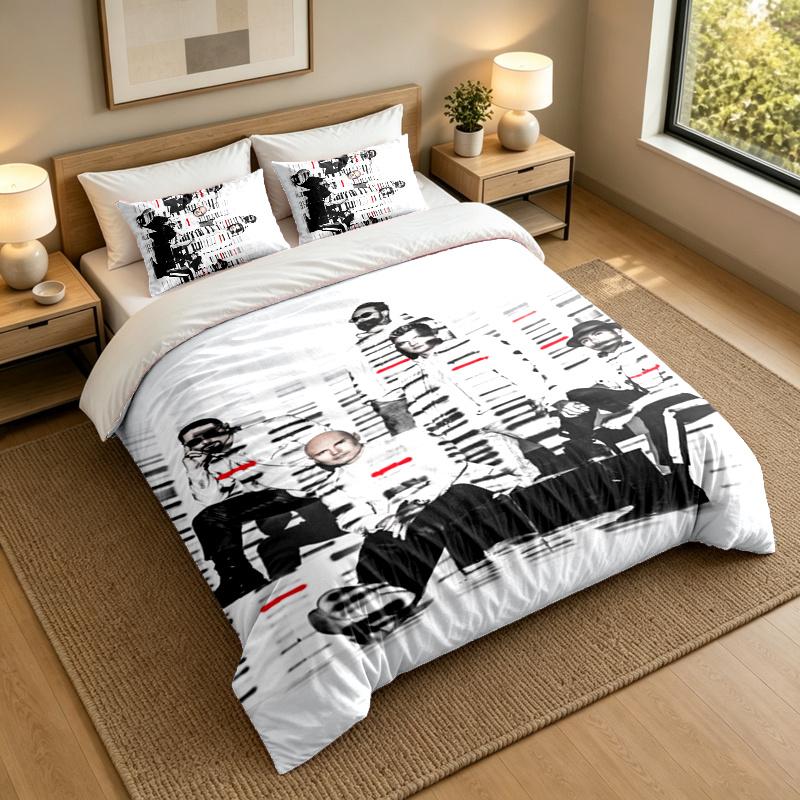3-Piece Bed Sheet Set with Backstreet Boys Design, 1 Flat Sheet and 2 Pillowcases for Bedroom
