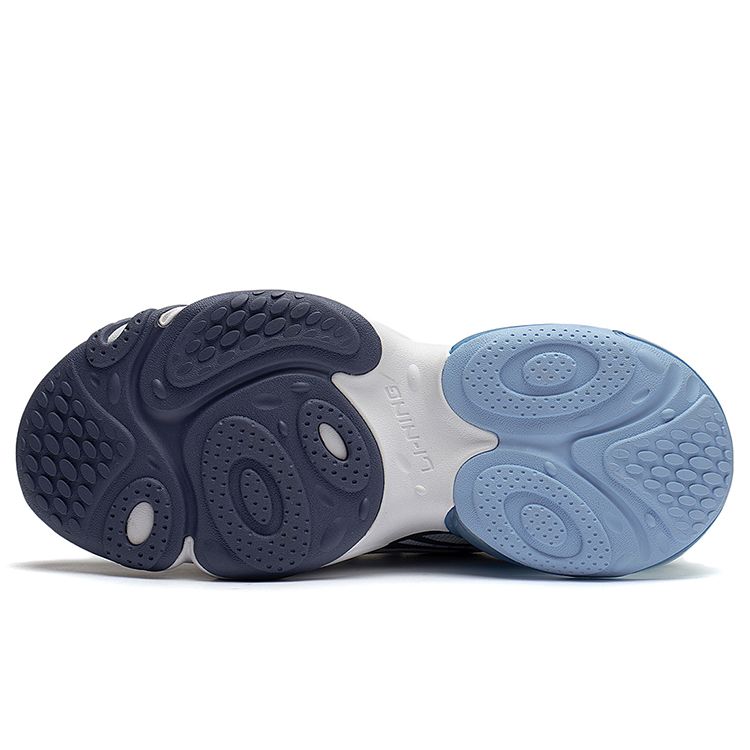 Li Ning Youth Childrens Round Air - Nebula Comfortable Wear-Resistant Shock Absorbing Casual Shoes Kids Casual Shoes White Blue YKCT008-4