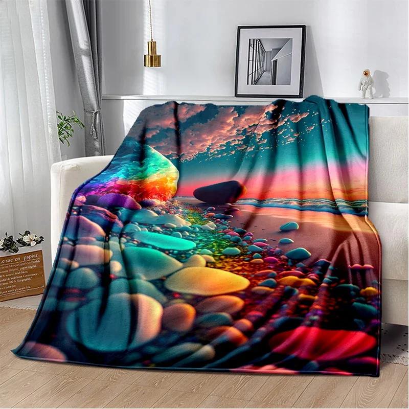 Soft Colorful Pebble Road Throw Blanket Nature Inspired Design for Home Bedroom Bed Sofa Cover Kids New Style