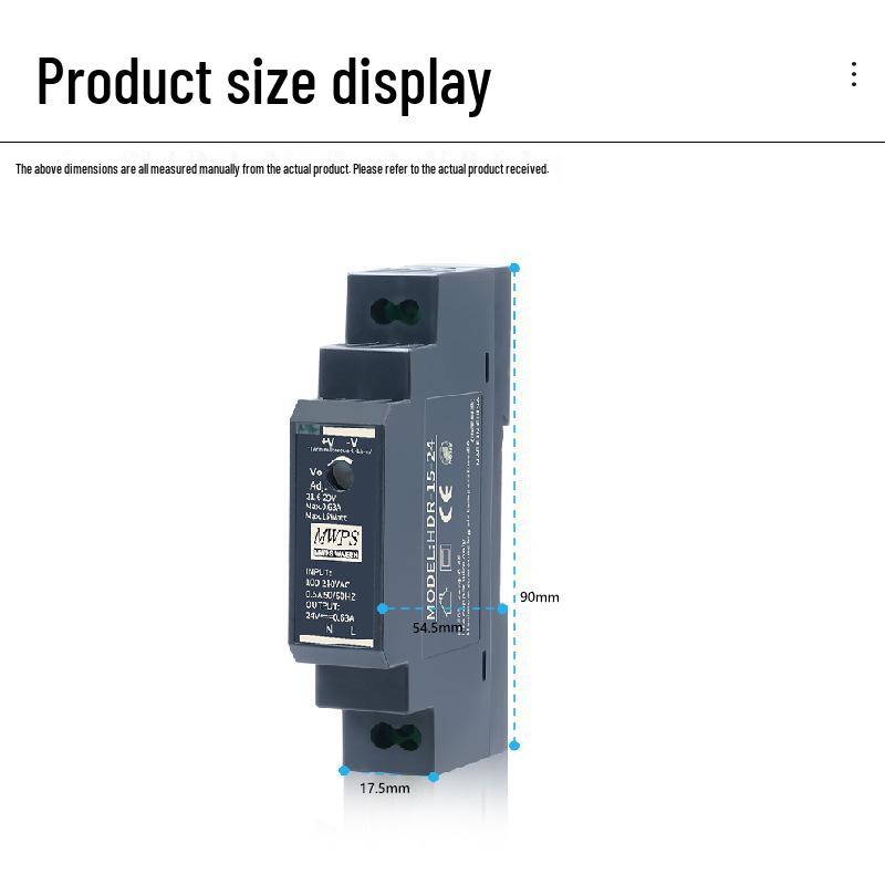 DIN Rail Power Supply HDR-15: 24V 0.63A AC220V to DC5V/12V 1.25A Module