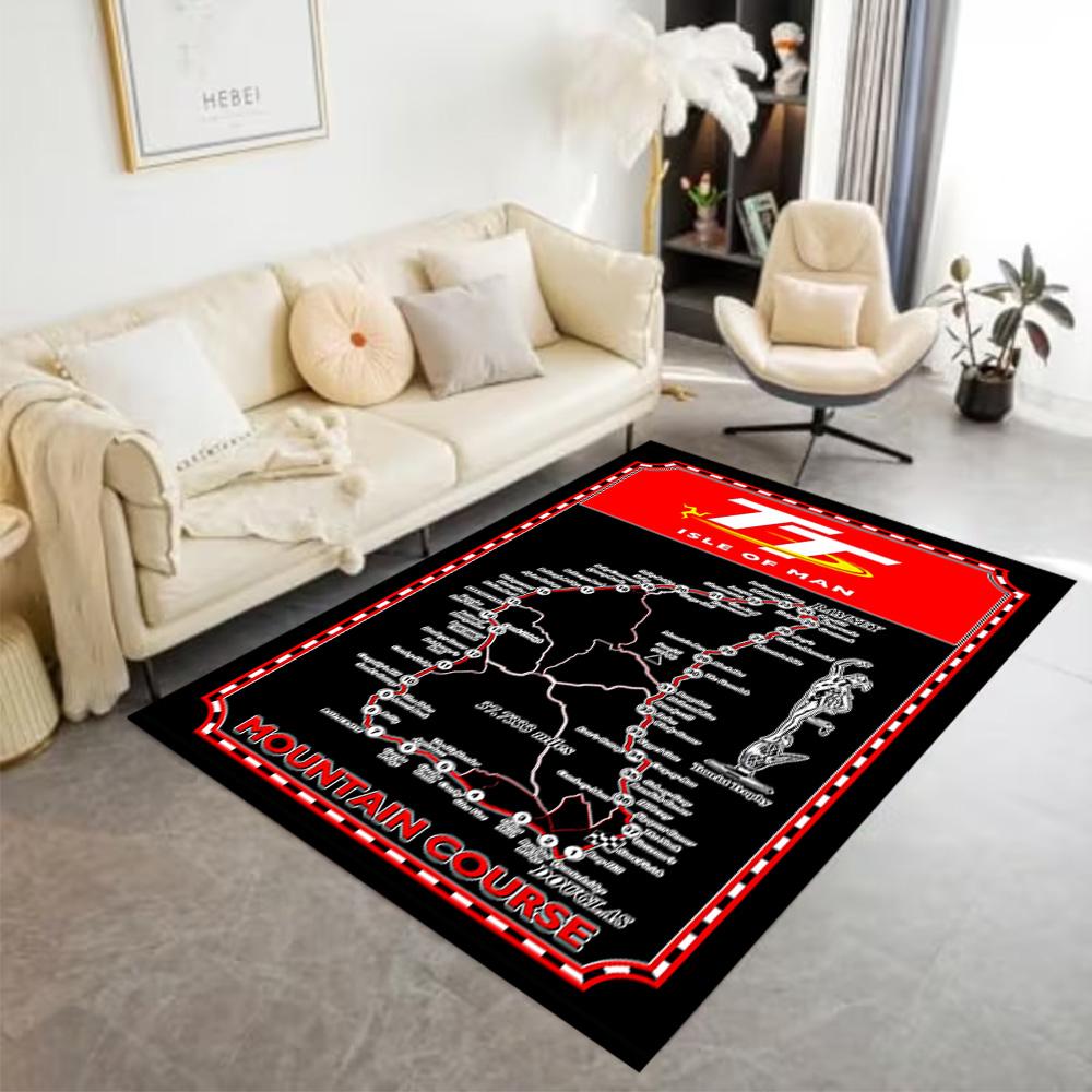 Isle Man Tt Course Map Floor Mat Suitable for Hallway Dining Room Bedrooms Balcony Anti-slip Rug Decorate Offices Perfect Birthday/Christmas Gift Idea
