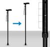 Folding walking stick, adjustable height, aluminum, black