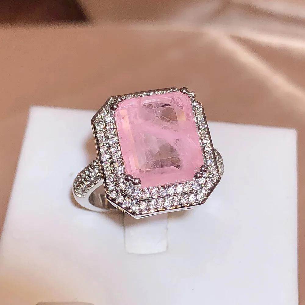 High Quality Pink/blue/Green Zircon Paraiba Ring for Women Party Jewelry Engagement Ring Anniversary Gift Copper Jewelry