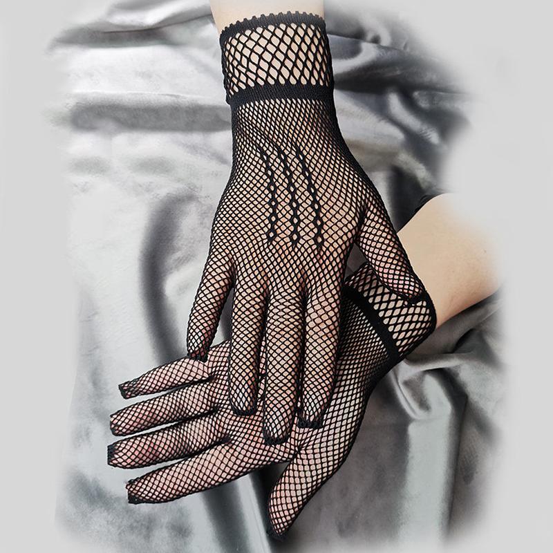 Женские церемониальные этикетные сетчатые тонкие варежки в стиле готического панка, сексуальные перчатки, черные, белые, мягкие, эластичные, для девочек, кружевные, ажурные перчатки в стиле Лолиты