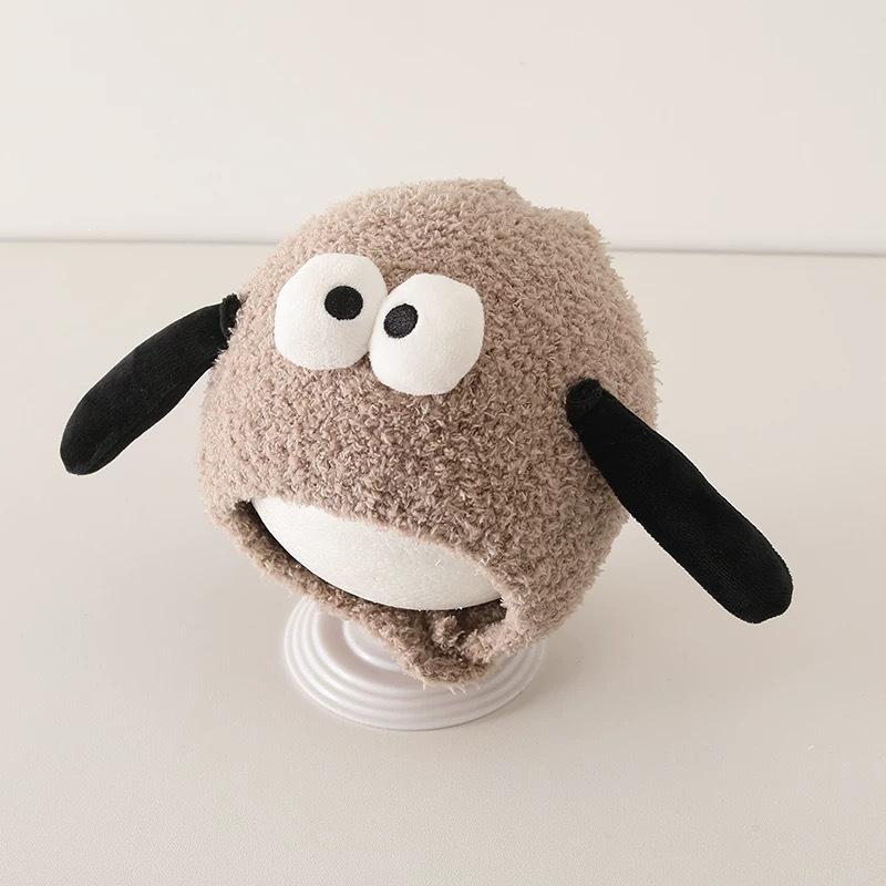 Infants and toddlers autumn and winter cute baby ear protector pullover hat warm plush hat men and women thickened baby hat funny