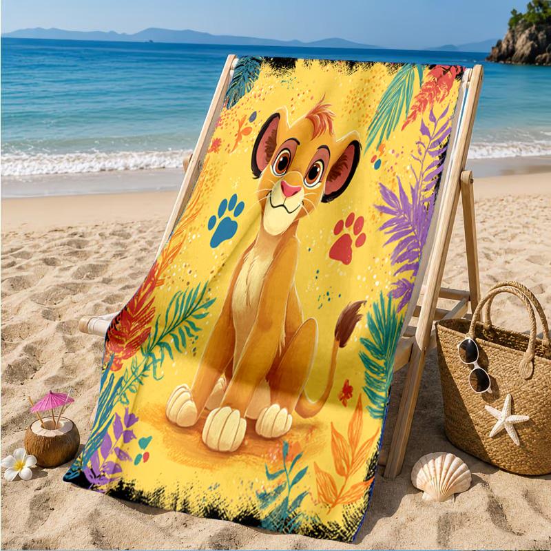 Lion king Artwork Printed Microfiber Beach Towel, Soft And Absorbent, Quick-Dry, Ideal for Summer Travel, Beach Essential, Swimming Pool