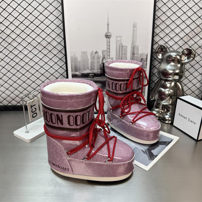 Waterproof version of gypsy moon snow boots women's winter new medium and high tube lace-up non-slip warm ski shoes