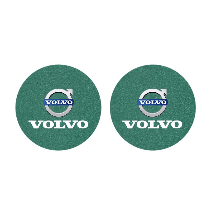 2Pcs Suede Leather Coaster Car Water Cup Anti-slip Pad Mat Auto Interior For Volvo XC60 XC90 V40 V60 S60 V50 V90 S80 C40 V70 C30
