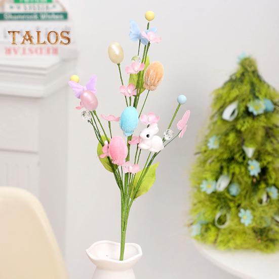 3 шт. искусственных пасхальных стеблей, красочные поддельные яйца, бабочки, кролики, весенние цветочные веточки, ветки для домашней вечеринки, вазы, цветочной композиции, декора