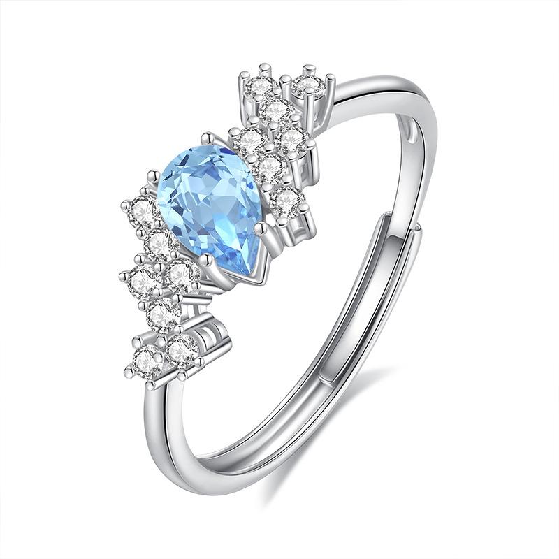 S925 Sterling Silver Natural Topaz Garnet Amethyst Peridot Star Ring Women Fashion Jewelry Gift