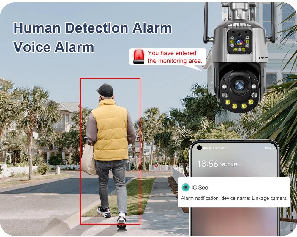 LS VISION 6 МП Реальный 36-кратный оптический зум WIFI камера Уличная Двухобъективная PTZ Обнаружение гуманоида Цветное ночное видение Камера наблюдения IP Камера Приложение iCSee