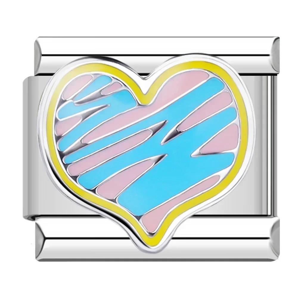 Hapiship Романтический Цвет Сердце Звезда Flwoer Тай Чи Итальянский Шарм Звенья Подходит 9 мм Браслет Из Нержавеющей Стали Ювелирные Изделия DIY Изготовление DJ597