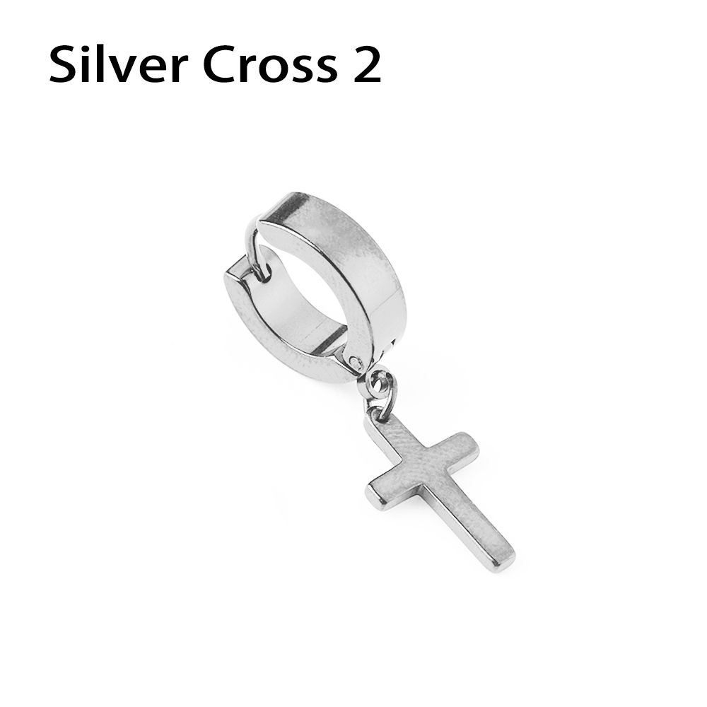 1Pc Punk Gothic Piercing Stainless Steel Cross Stars Dangle Earrings Ear Stud Pendant