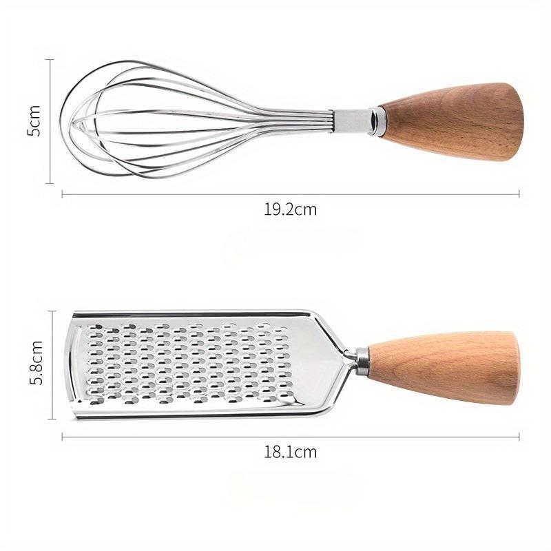 4 шт./набор из нержавеющей стали: дынерезка, сырорезка, овощечистка, деревянная ручка, пресс для картофеля, венчик для взбивания яиц, кухонный инструмент с деревянной ручкой
