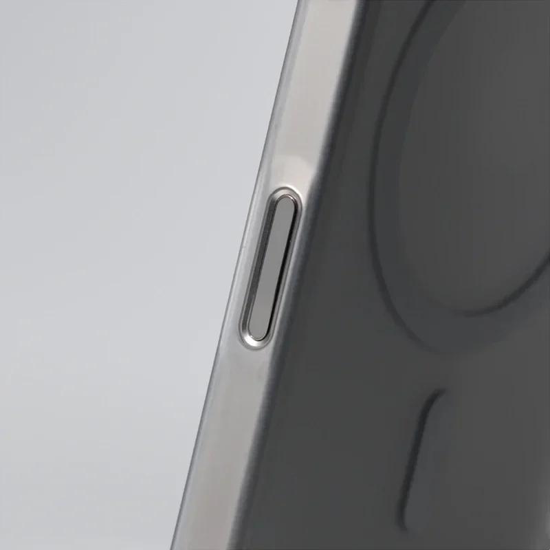 Ультратонкий Матовый Штрих-код Беспроводная Зарядка Для Чехла MagSafe для iPhone 17 16 14 15 13 12 Pro Max Полупрозрачная Жесткая PC Крышка