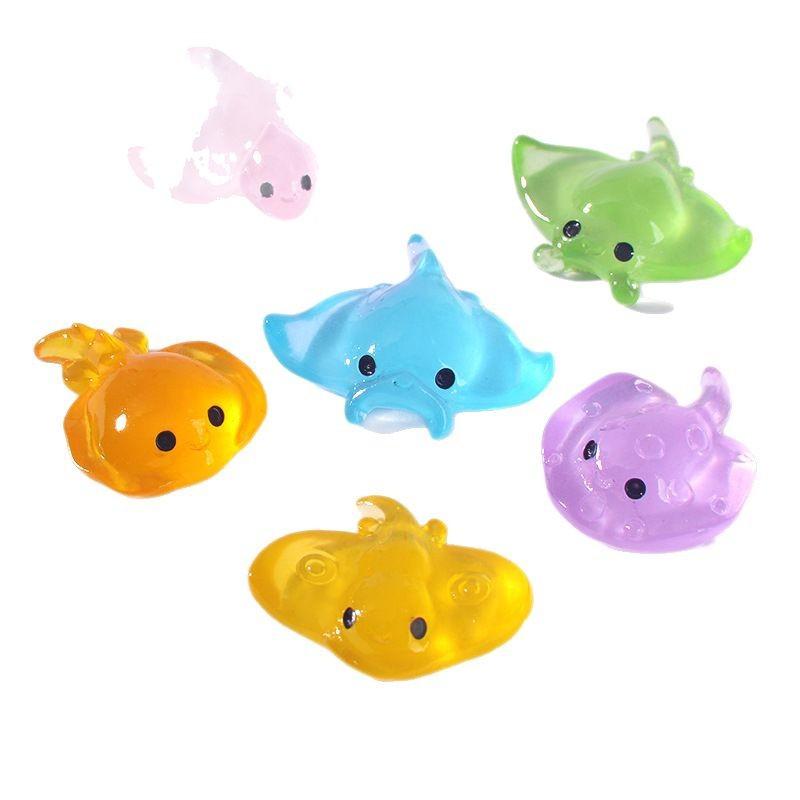Cute Luminous Flat Fish Aquarium Tank Decoration Accessory Resin Mini Figurine