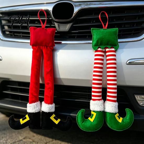 Christmas Ornament for Women Elf Legs, Santa Legs Hanging Ornaments, Plush Stuffed Xmas Car Pendant, Cute Door Handle Charm Fun Holiday Decor Mirror,