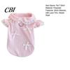Sweet Style Pet Apparel Cute Girl Dog T-Shirt, Lace Trim Shirt with Bowknots, T-Shirt Short Flying Sleeves, Summer Female Outfit for Small Dogs Bow