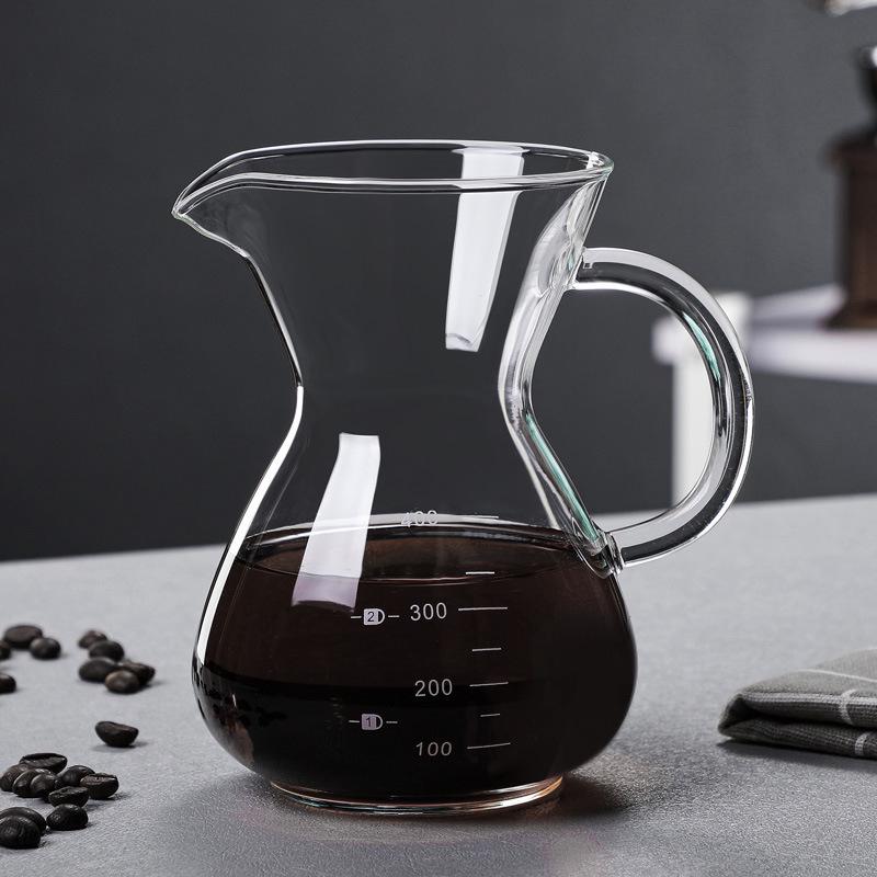 Thick Glass Hand-Pour Coffee Drip Pot & Cold Brew Sharing Cup