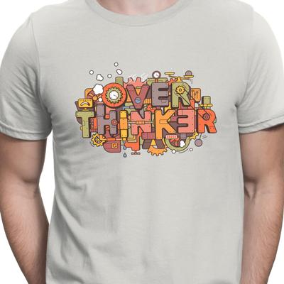 Думающий слишком много Смешная футболка Тревога Стресс Футболка СДВГ ОКР Футболка Ретро Уличная одежда Высококачественная Футболка с коротким рукавом и круглым вырезом Мужская