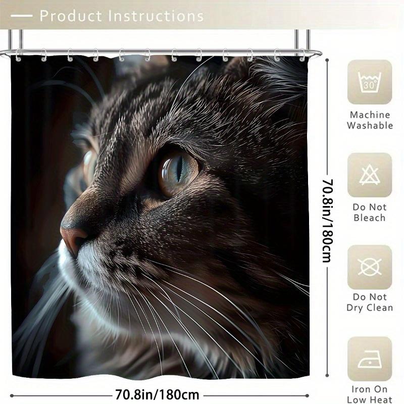1/4 шт. Милый черный кот водонепроницаемый комплект занавесок для душа декоративный набор для ванной комнаты нескользящий коврик для унитаза коврик для ванной и 12 крючков
