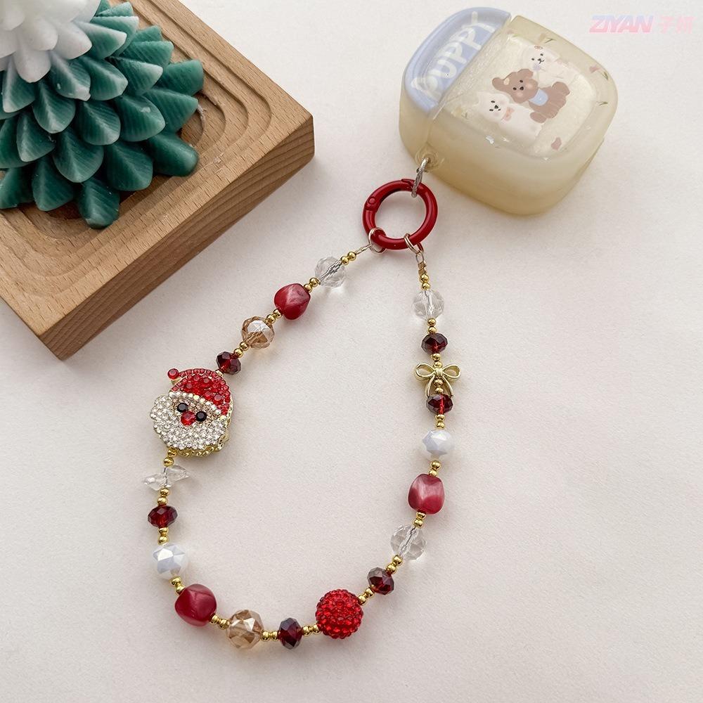 Christmas Tree Crystal Pendant Santa Claus Camera Chain Cartoon Keychain