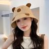 Cartoon Bear Fisherman Hat Children Spring and Summer Big Head Circumference Washbasin Hat Outdoor Face Covering Student Hat