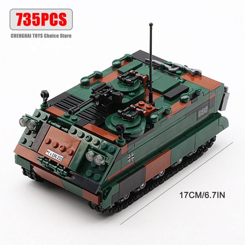 Ww2 Cannon Assault Armored Vehicle Battle Tank Car Truck Army Weapon Building Blocks Sets Model Boys Toys for Kids Gift