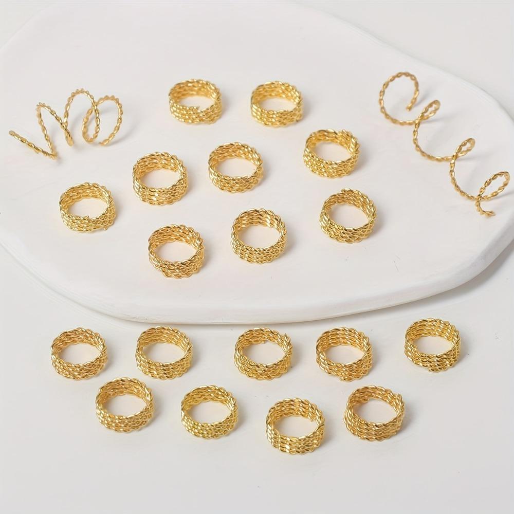 30pcs Metal Cuff Clips Twist Hair Braid Rings Hair Braiding Hair Braid Tubes Dreadlocks Beads Decor