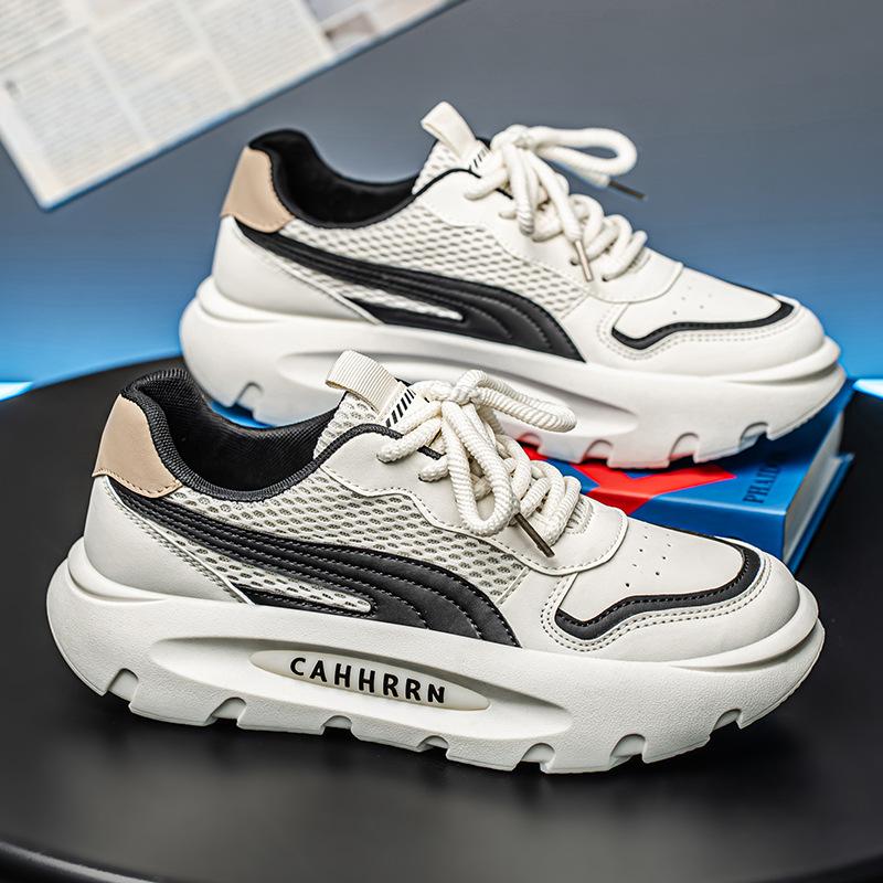 Мужская обувь весна-лето 2025 новый тренд круглый носок универсальная дышащая платформа спортивный досуг сочетание цветов удобная мужская обувь