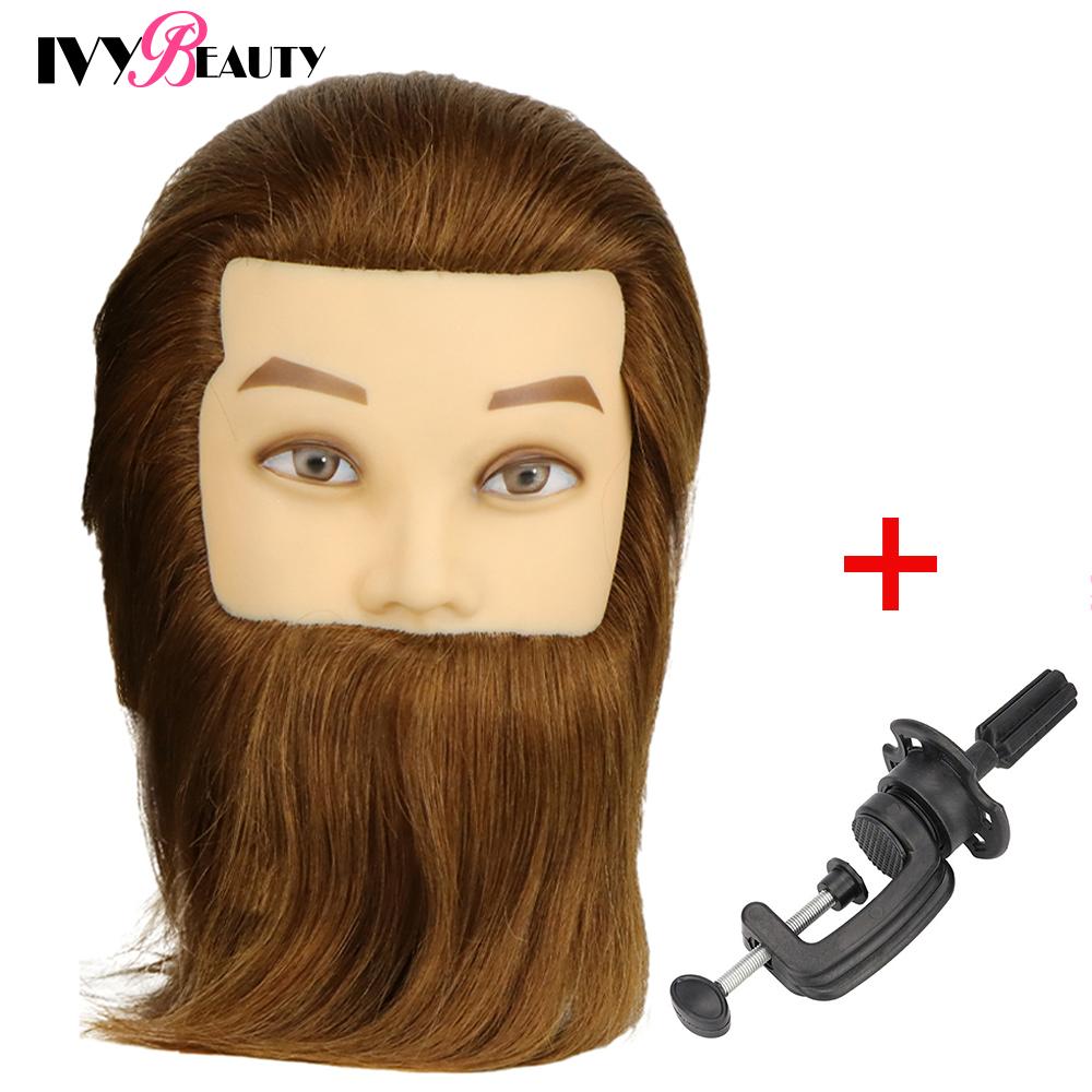 100% Human Hair Mannequin Head Male Barber Hairdresser Manikin Head Training Doll Head For Beauty Hairdresser Practice CuttIing