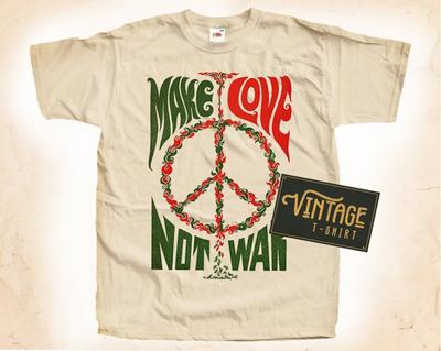 Make Love not War V1 Футболка Винтажная Натуральный цвет Мужская футболка Цифровая печать DTG РАЗМЕРЫ S M L XL 2XL 3XL 4XL 5XL