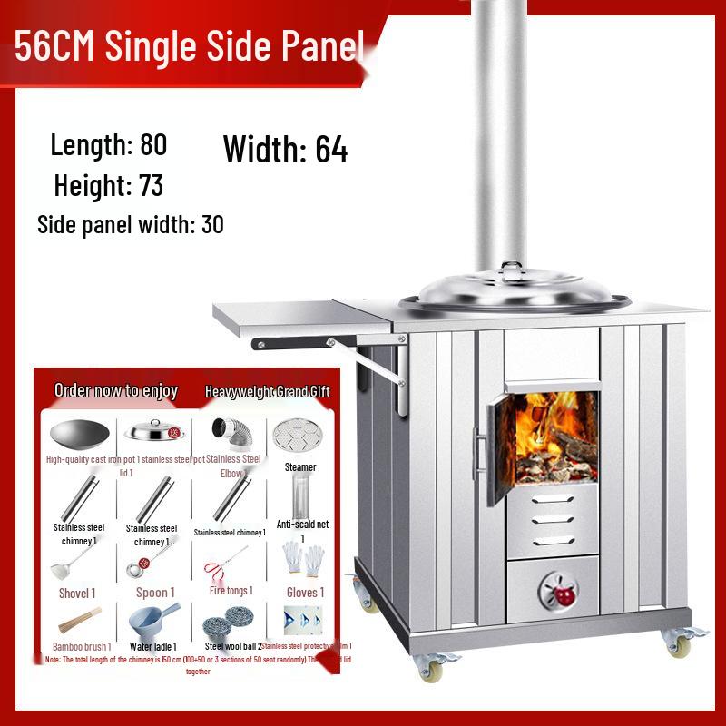 Portable Stainless Steel Wood Stove for Outdoor Cooking
