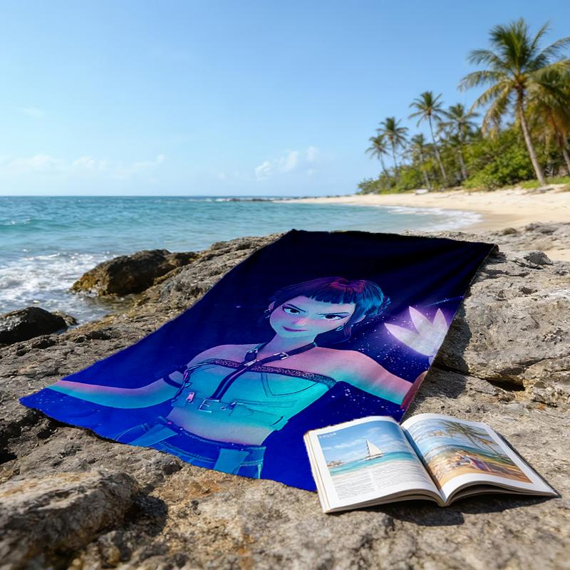 1pc KPop Demon Hunters ZOEY6 Beach Towel, Beach and Seaside Swimming Pool Equipment, Fashion Pattern, Rectangular, Travel Essentials