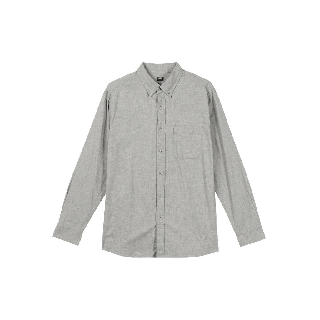Uniqlo Однотонная свободная рубашка с длинным рукавом на одной пуговице, унисекс, дымчато-серая 460690-04