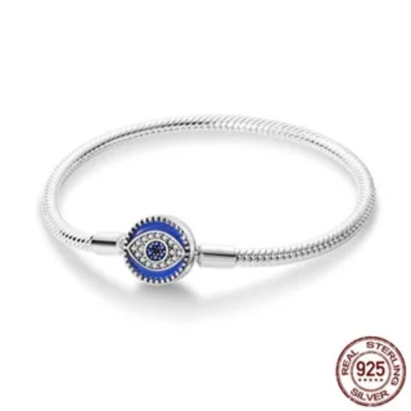 Браслет из стерлингового серебра 925 пробы Бабочка Цветок Клевер Зеленая Кошачья Лапка Любовь Циркон Ювелирные изделия Подарки для женщин 17-20 см