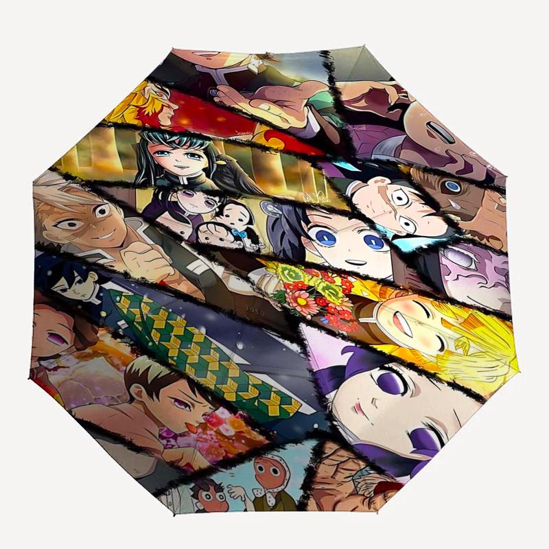1pc Outdoor Umbrella with Demon Slayer Characters - Automatic Opening/Closing, Portable 3-Fold Design, 8-Rib Iron Frame - Perfect Gift for Fans,