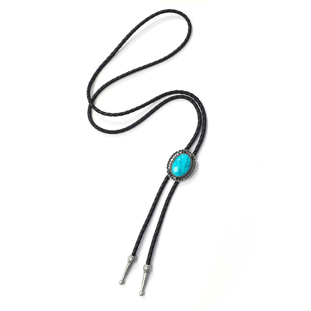 RTS Crystal Vintage Geometric Bolo Tie Pendant Hipster Men's Sweater Rope Chain Western Cowboy Necklace Party Gift