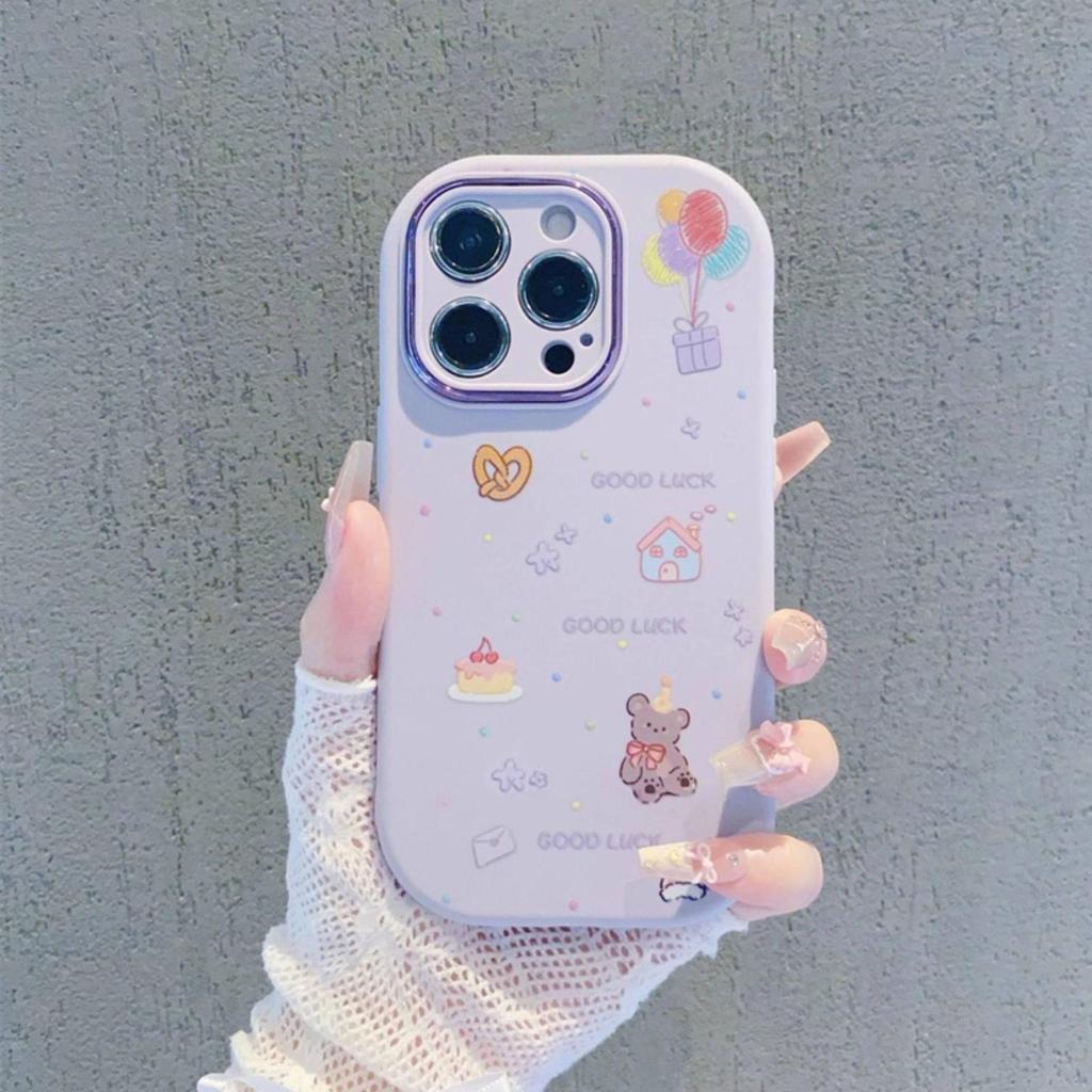Металлический чехол для телефона с изображением медведя с шариком для iPhone 13-17 Pro Max