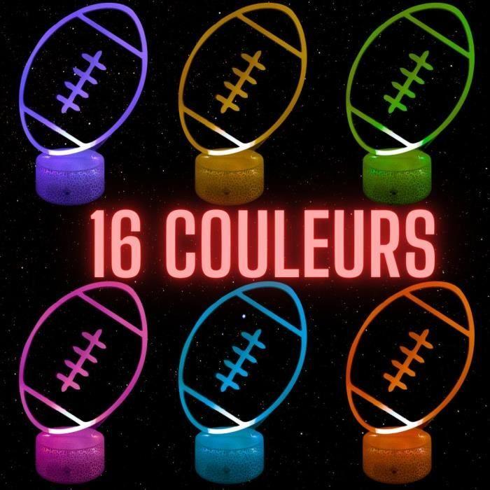 Lampe De Chevet 3D LED - Veilleuse Rugby - Multicolore - Tactile - Télécommande - Décoration Enfant