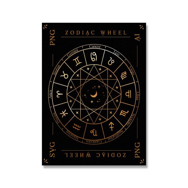 Гороскоп Гадание Плакат Астрология Зодиак Фаза Луны Символы Печатает Холст Картины Настенные Художественные Фотографии Ведьма Декор Для Гостиной