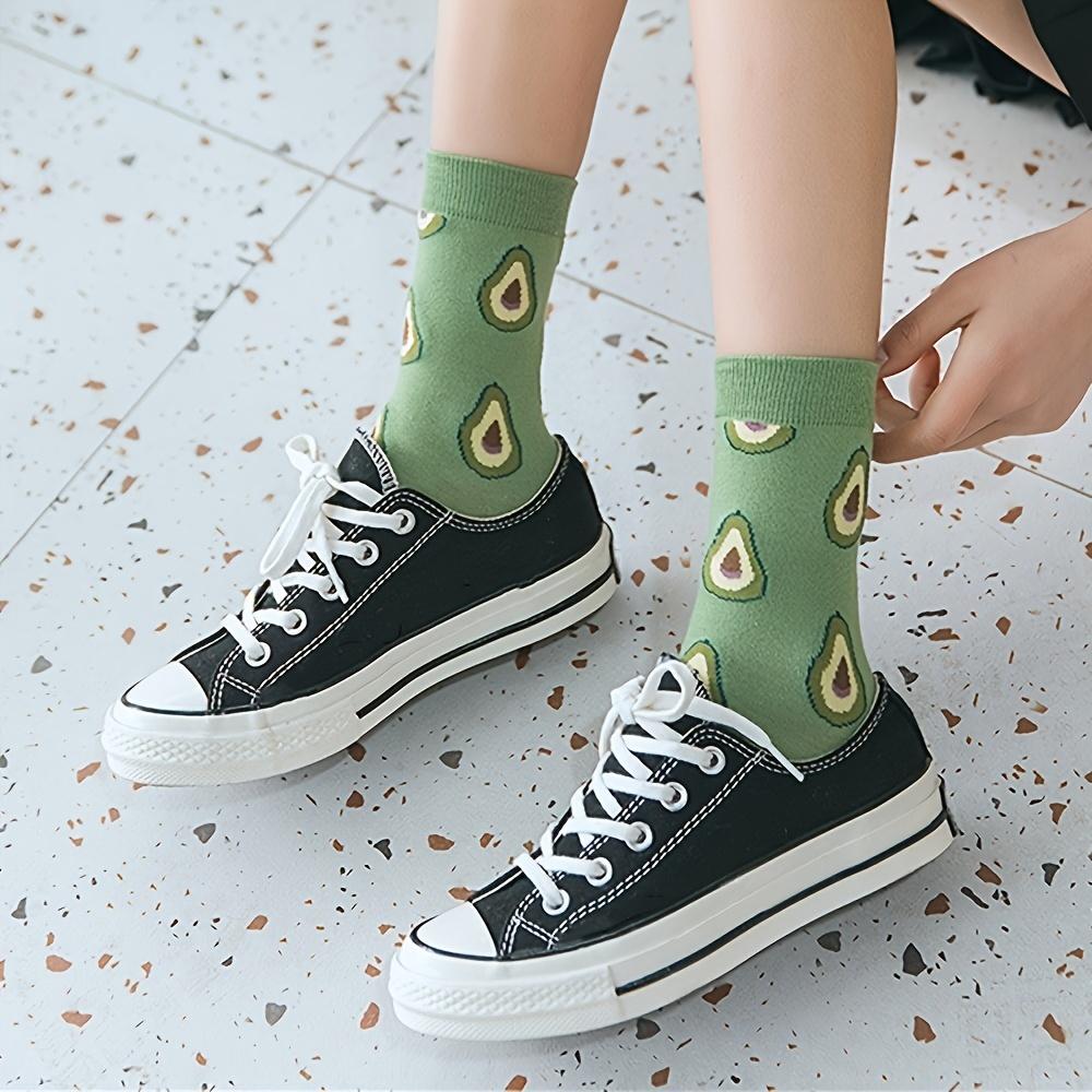 Комплект из 6 пар женских носков с праздничным фруктовым узором, дышащие и уютные шикарные подарочные носки средней длины из полиэстера для женщин