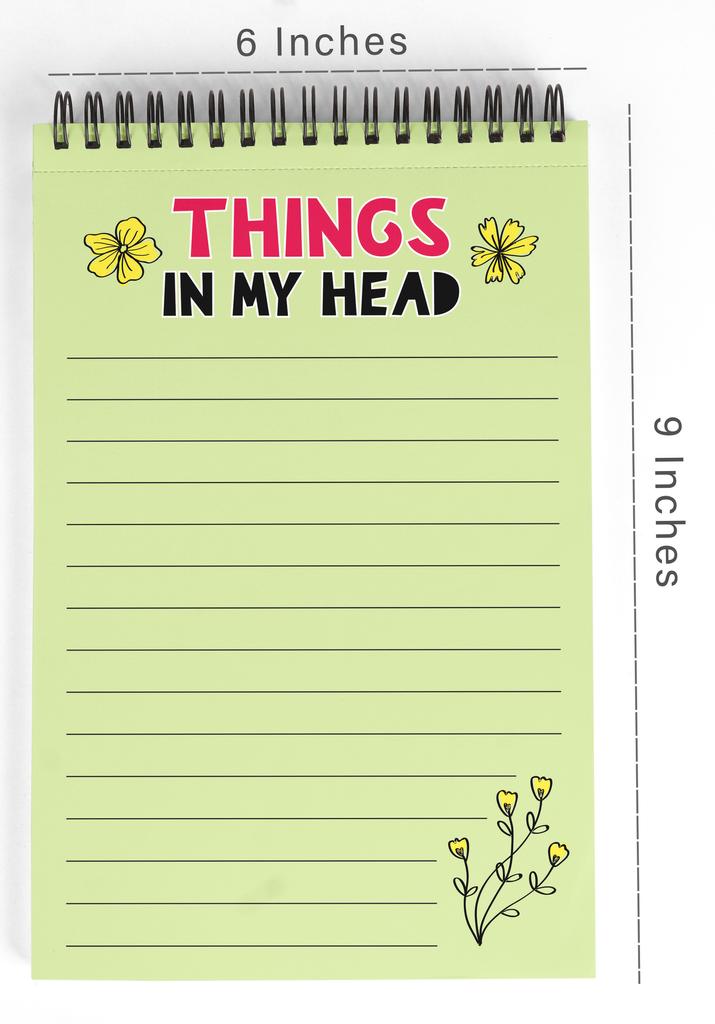 Inkdotpot Блокнот со списком дел – 6” X 9” бумажные канцелярские принадлежности, список дел в моей голове, блокнот с цветочным узором и спиралью, ежедневный контрольный список-(50 листов)