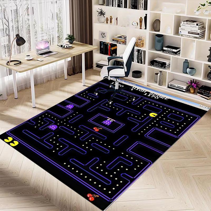 1pc Pacman Classic Gameplay Carpet for Playroom Bedroom Living Room Sofa Home Decor,kids Game Area Rug Non-slip Floor Mat Y730146